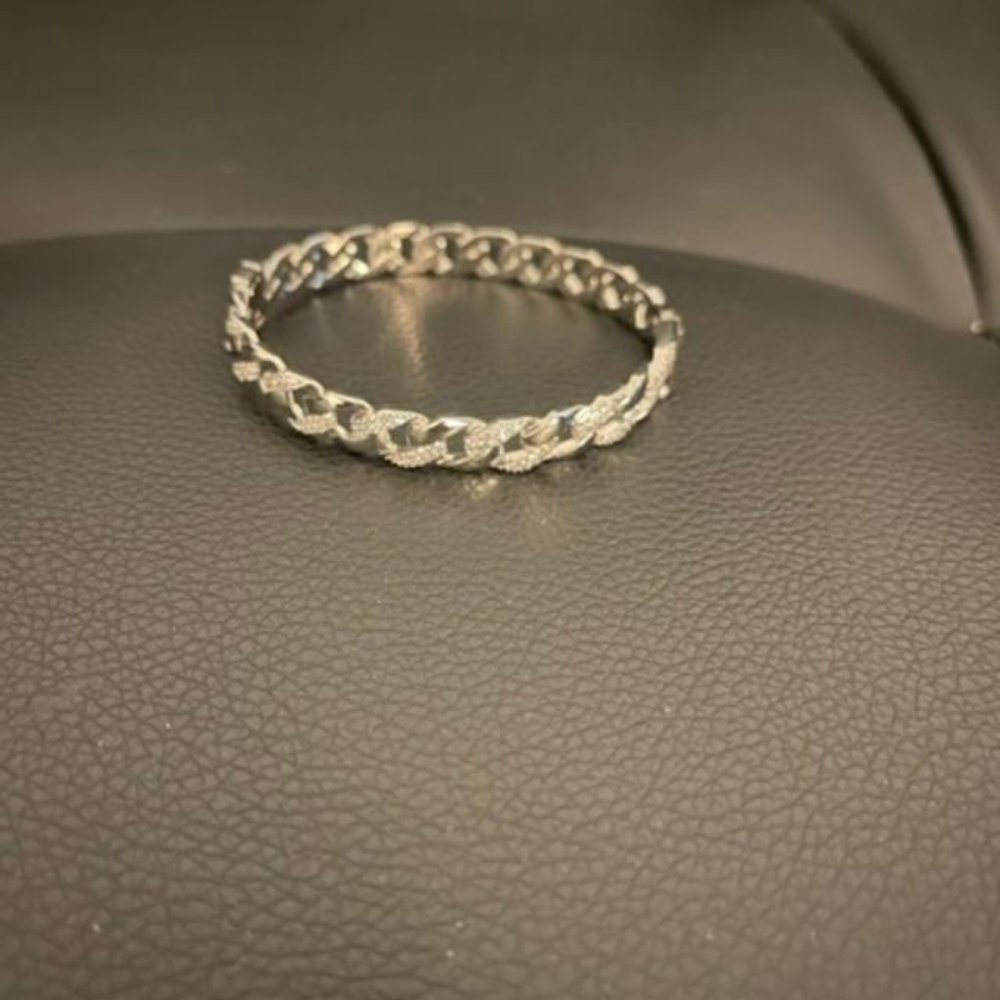 Sterling Silver Curb Bracelet w/CZ stones